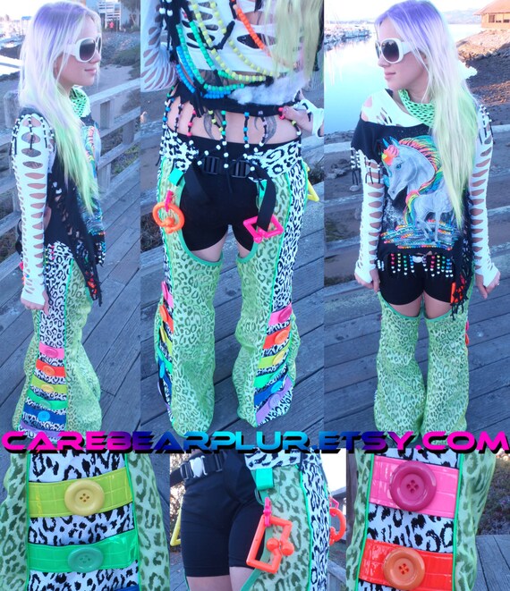 Hardstyle Princess Rave Chaps Rainbow Reflective by CareBearPLUR