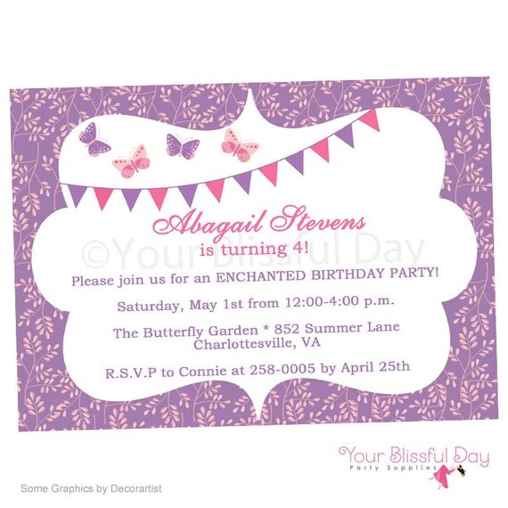 PRINTABLE Enchanted Butterfly Party Invitation #526 Il_570xn