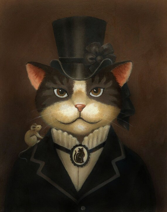 Download Lady Cat Portrait Print Steampunk Cat Cat Art Victorian