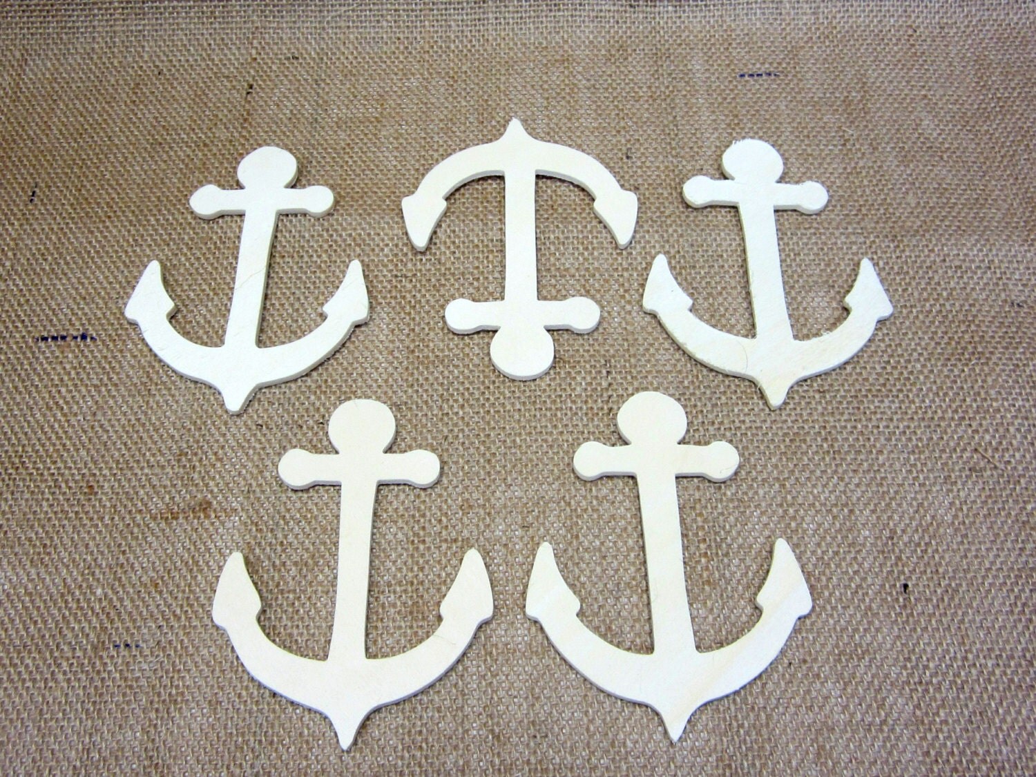 Wooden Anchor Cutouts Unfinished Lot Of 5 Nautical by thejunkman