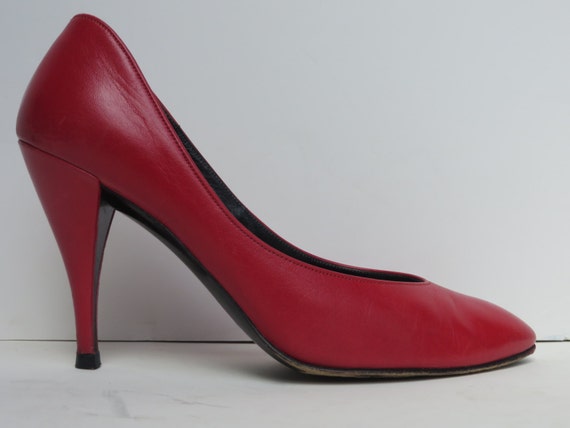 Charles Jourdan/ Red Pumps/ Red High Heels/ Red Leather High