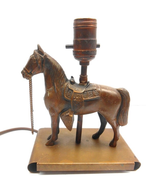 Vintage Brass Horse Lamp