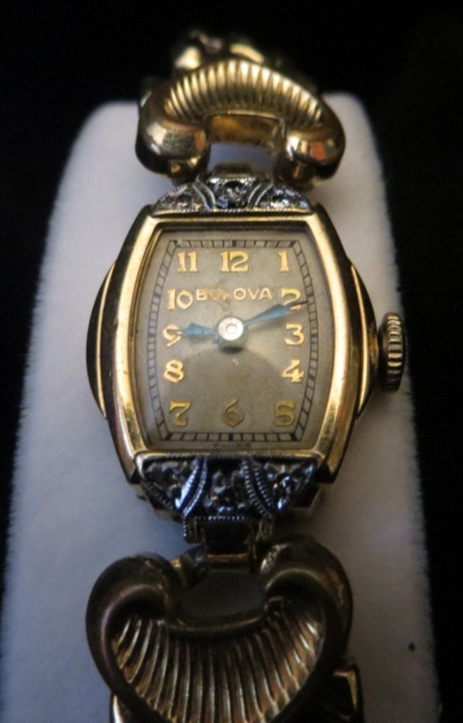 Vintage Bulova Ladies Diamond Accent Swiss Movement Watch 10K