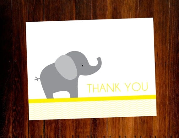 Elephant Thank You Cards - set of 12 Il_570xn