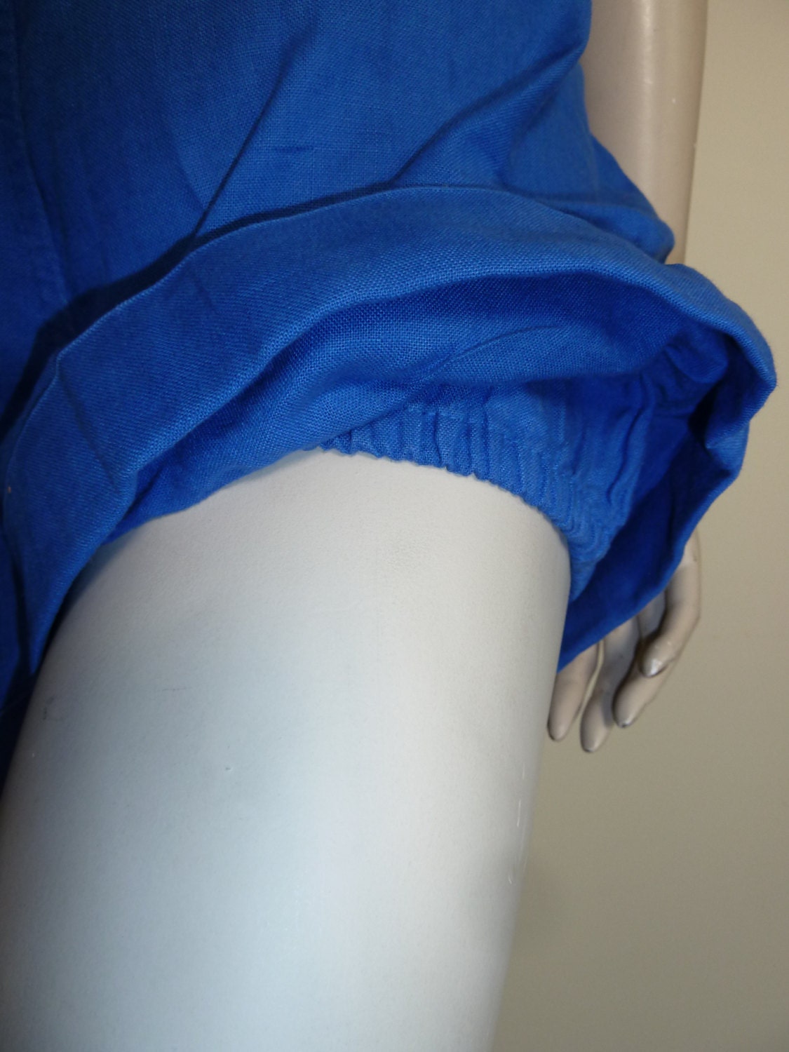 Vintage 1960s Gym Suit Royal Blue Romper Playsuit OnePiece