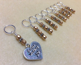 50th Wedding Anniversary Gift- Beaded Knitting Stitch Marker Set- Snag Free Tools