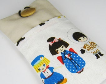 R5 iPhone 6 plus sleeve, iPhone pouch, Samsung Galaxy S3, S4, Galaxy note, cell phone, ipod classic touch sleeve - cute dolls