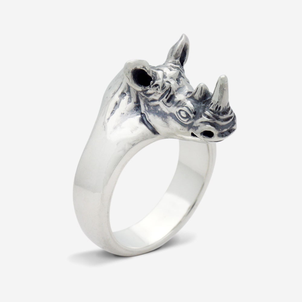 Sterling Silver Rhinoceros Ring