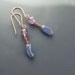 Kyanite amethyst earrings, dangle earrings, handmade purple and blue copper jewelry