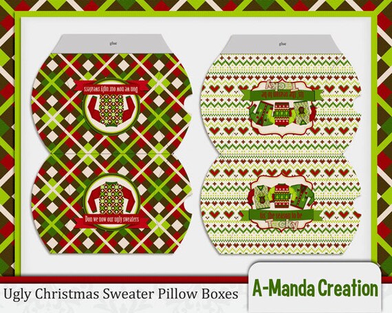Ugly Christmas Sweater Printable Pillow Boxes Il_570xn
