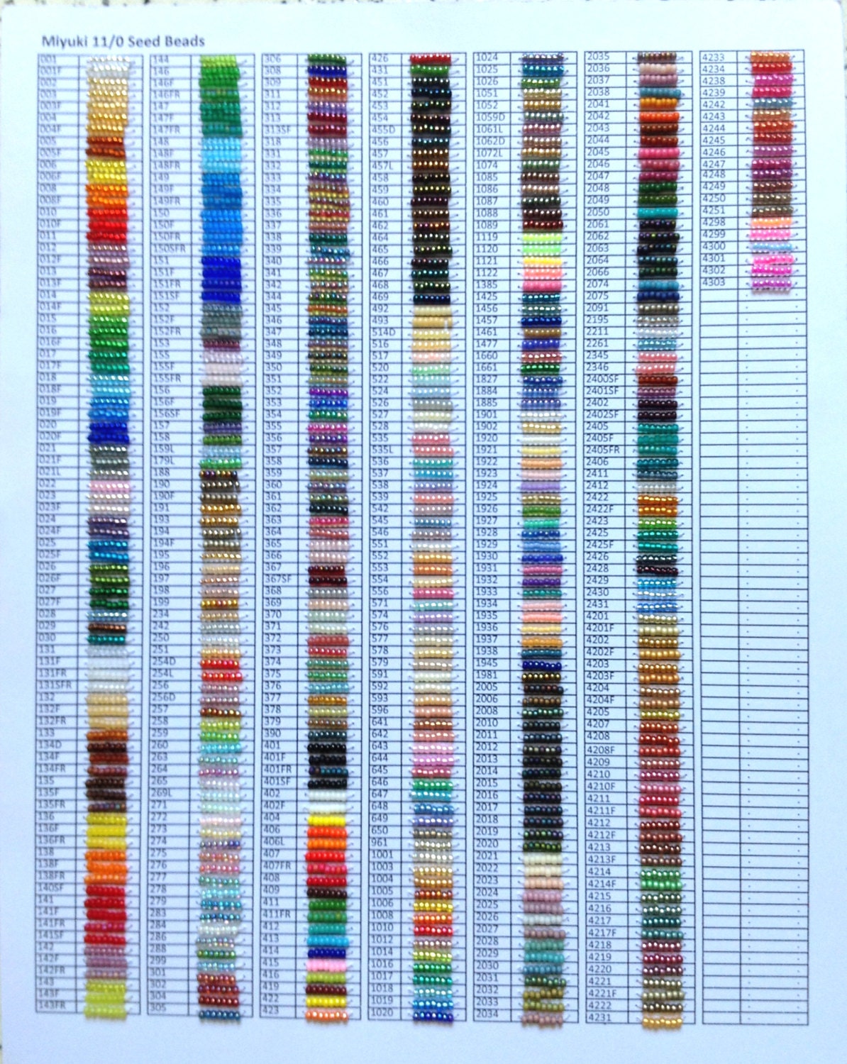 Miyuki Seed Beads Color Chart Delica Bead 1