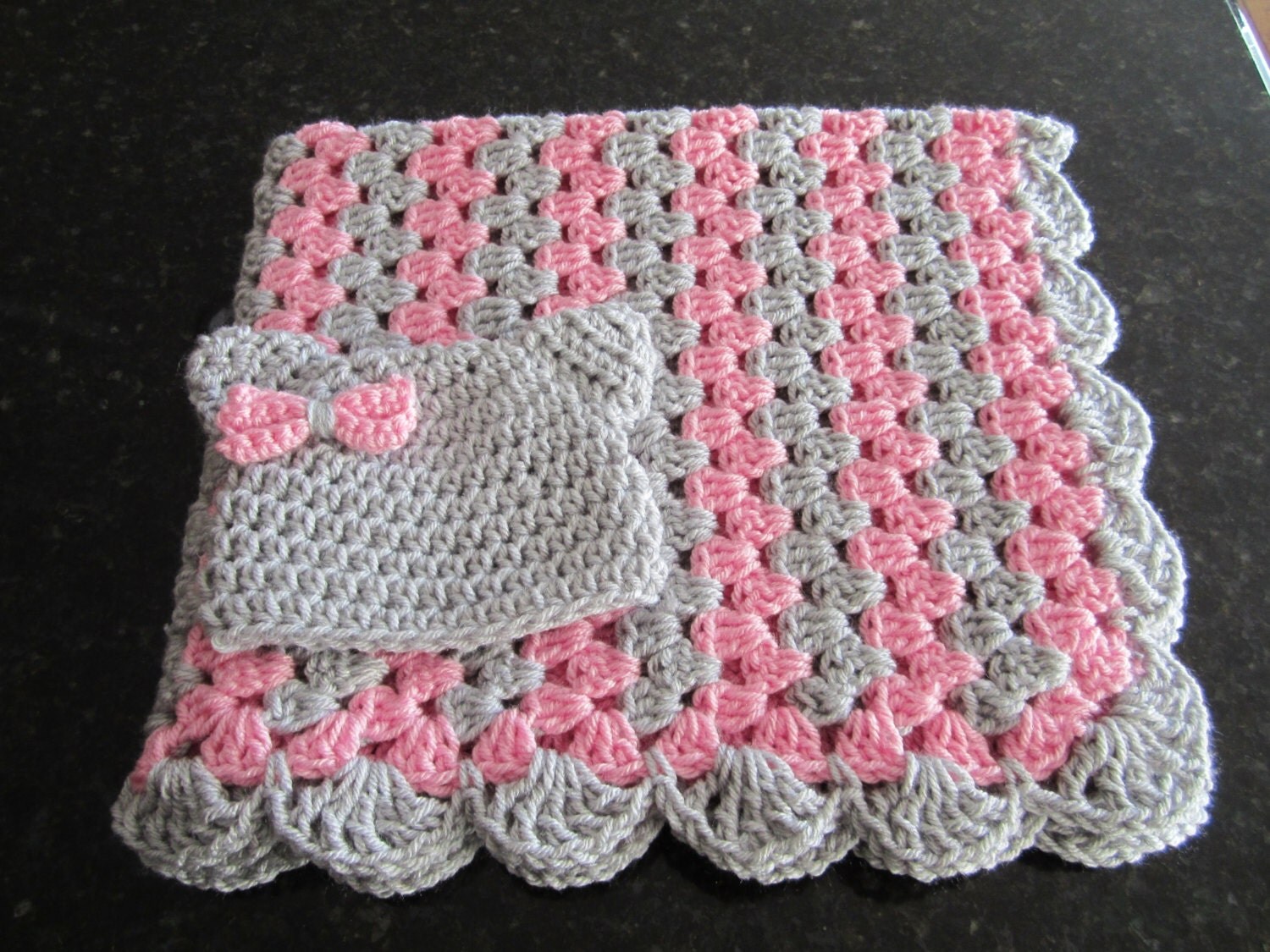 baby girl blanket set crochet granny stripe crochet blanket