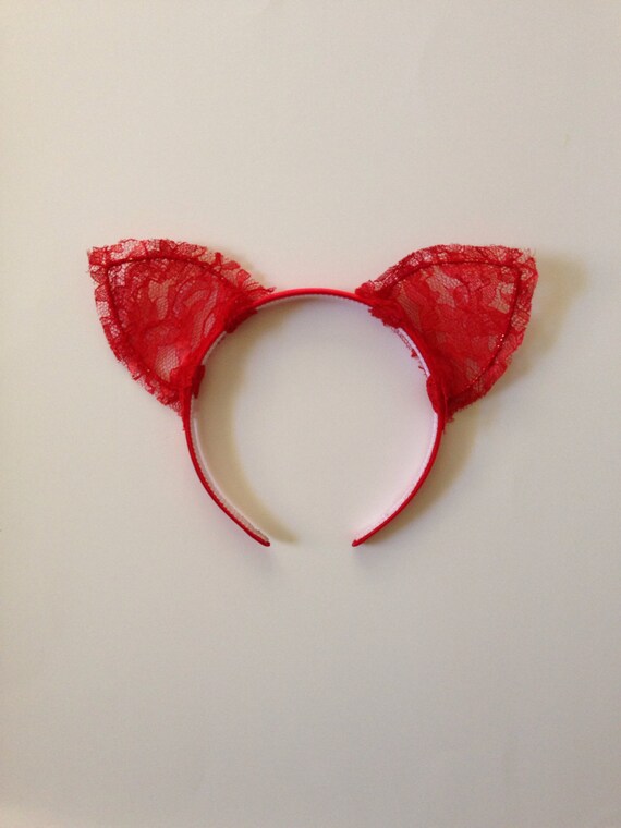 Red Lace Cat Ears