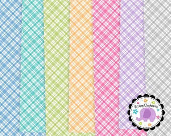 Plaid Digital Paper Pack, plaid digital scrapbook paper, gingham digital paper, digital background, Commercial Use
