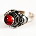 Bague Poison Ancienne En Argent 925 Et Pierre Orange - Taille 54 - État Occasion, Pièce Unique