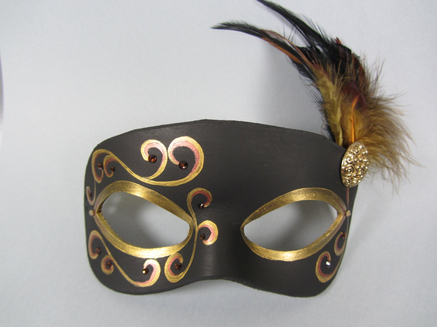 Black and Gold Leather Masquerade Mask