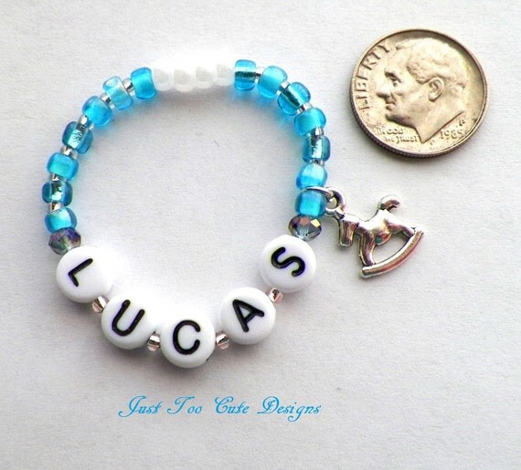Keepsake Newborn Baby Boy Bracelet/Anklet with Rocking Horse