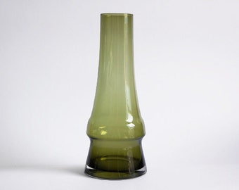 Riihimaki Lasi Oy Green Art Glass Vase by Aimo Okkolin - 60s