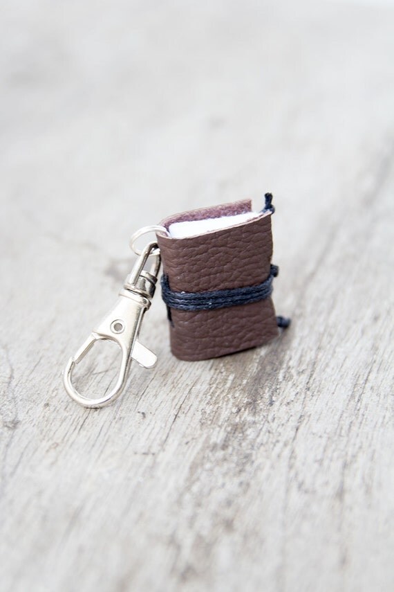 Items similar to Mini book keychain, leather keychain, book charm, women men keychain, teacher