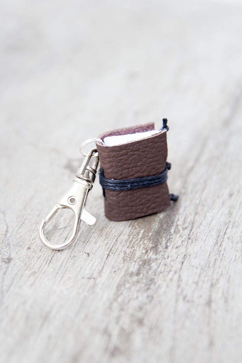 Mini book keychain leather keychain book charm women men