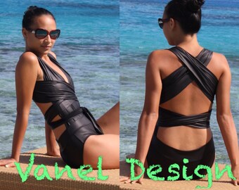 Black One Piece Swimsuit Convertible One-Piece Bathing Suit Sexy Infinity One-PIece swimsuit Sexy Swimwear