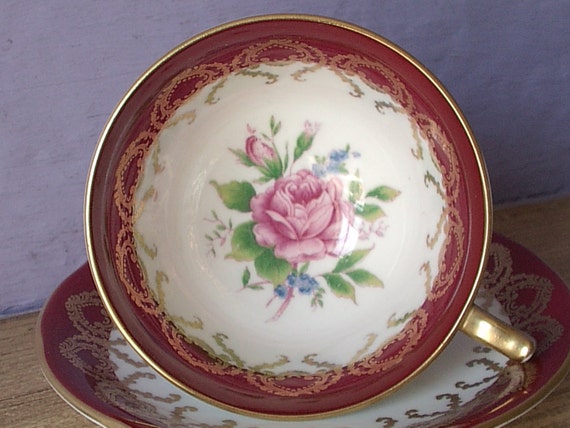 set, tea saucer Antique red rose cup  saucer, and cup and  cup Aynsley cup tea antique aynsley pink