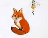 Red Fox painting, Alphabet illustration, fox, woodland animal illustration, kids room decor, childhood friend painting by inameliart