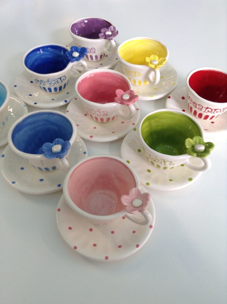 Child's Personalized tea cup party favor by speeglecreations