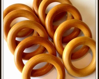 Set of 10 Wooden Teething Rings - 2.5 Inch Maple Hardwood - Perfect for Homemade Waldorf Baby Toys