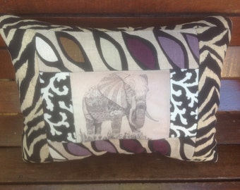 Art Transfer Ethnic Zentangle Inspired OOAK Quilted Pillow