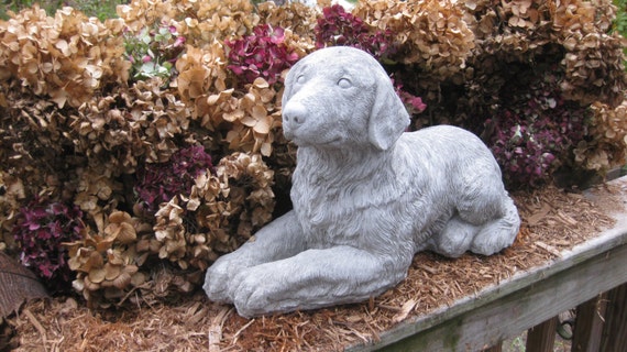 cement golden retriever garden statue