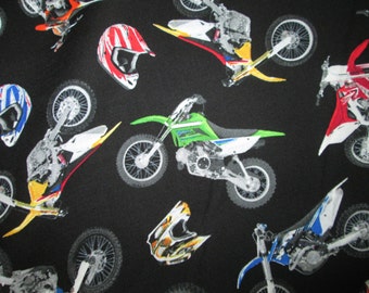 Motocross Motorcycle Racing Bikes Dirt Bike Black Cotton Fabric Fat Quarter Or Custom Listing