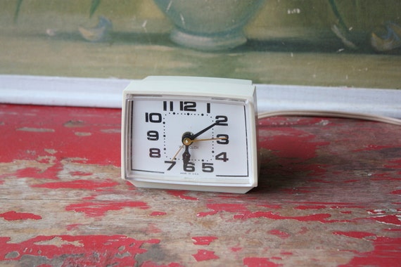 Small White Electric Alarm Clock By Westclox