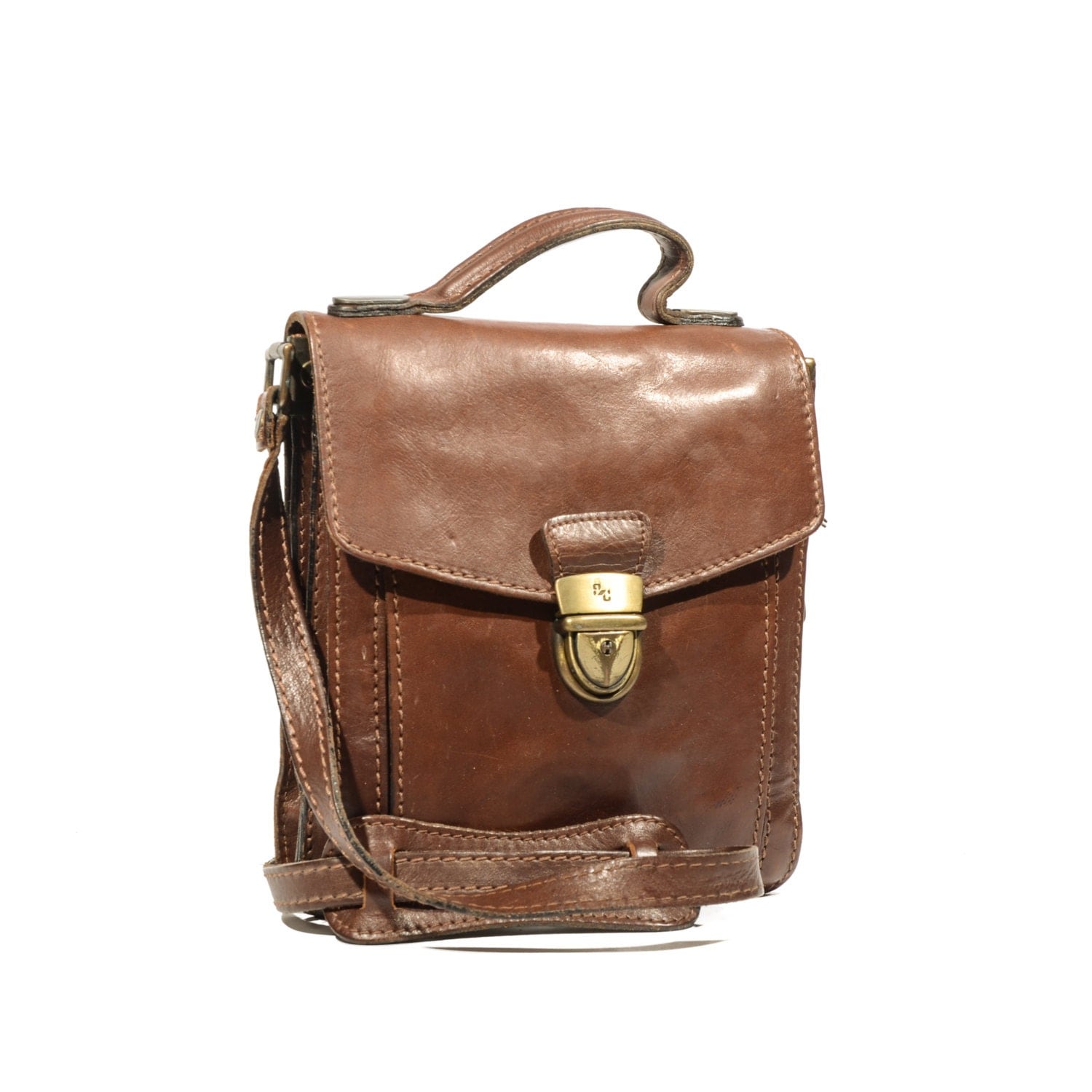CAGI Pelletterie Brown Leather Shoulder Bag Mini-Messenger Bag