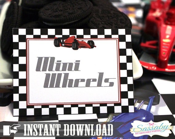Racing Car Party Labels - INSTANT DOWNLOAD - Editable & Printable Birthday Party Decoration by Sassaby Il_570xn