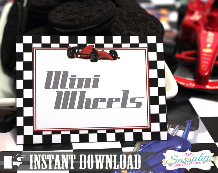 Racing Car Party Labels INSTANT DOWNLOAD Editable