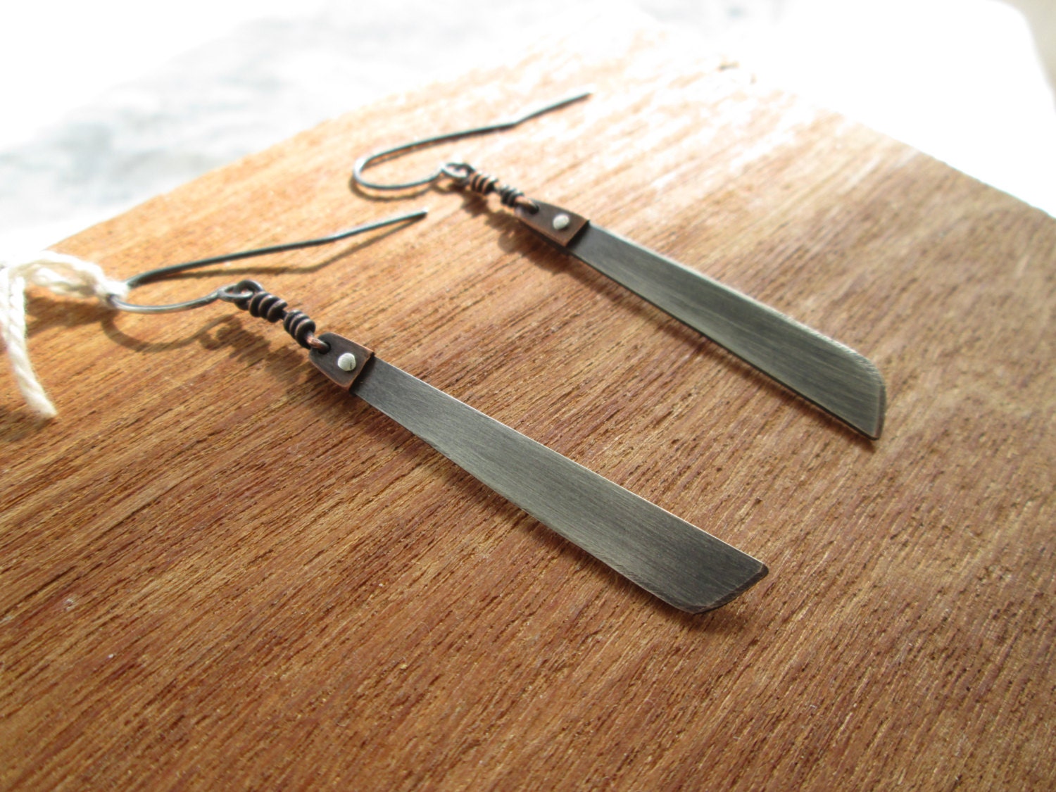 Machete Earrings Sterling Silver and Copper