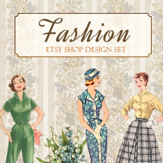 Etsy Banner Set Fashion graphics Vintage clothing Elegant