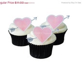 Valentines Day CAKE TOPPERS - 12 Large Edible Hearts and Arrows - Cupcake Toppers, Kids Cakes Il_170x135