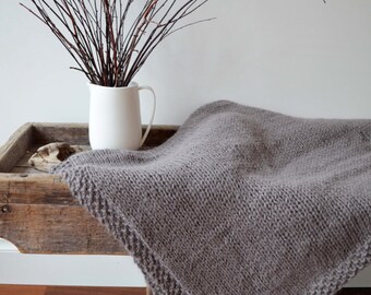 Knit Alpaca Throw Blanket | Hand knitted