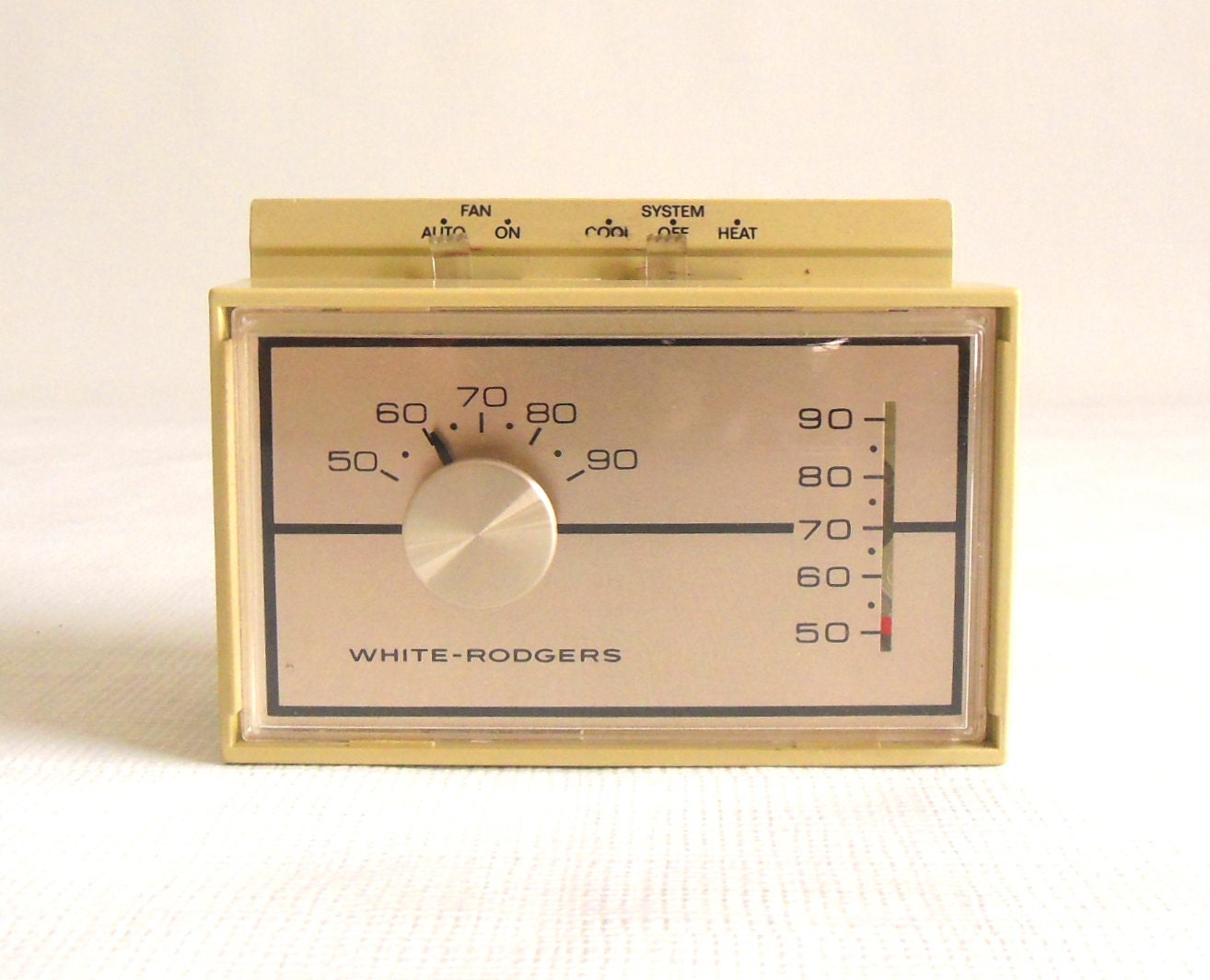 White Rodgers Mercury Thermostat Thermometer 1980s Rectangular