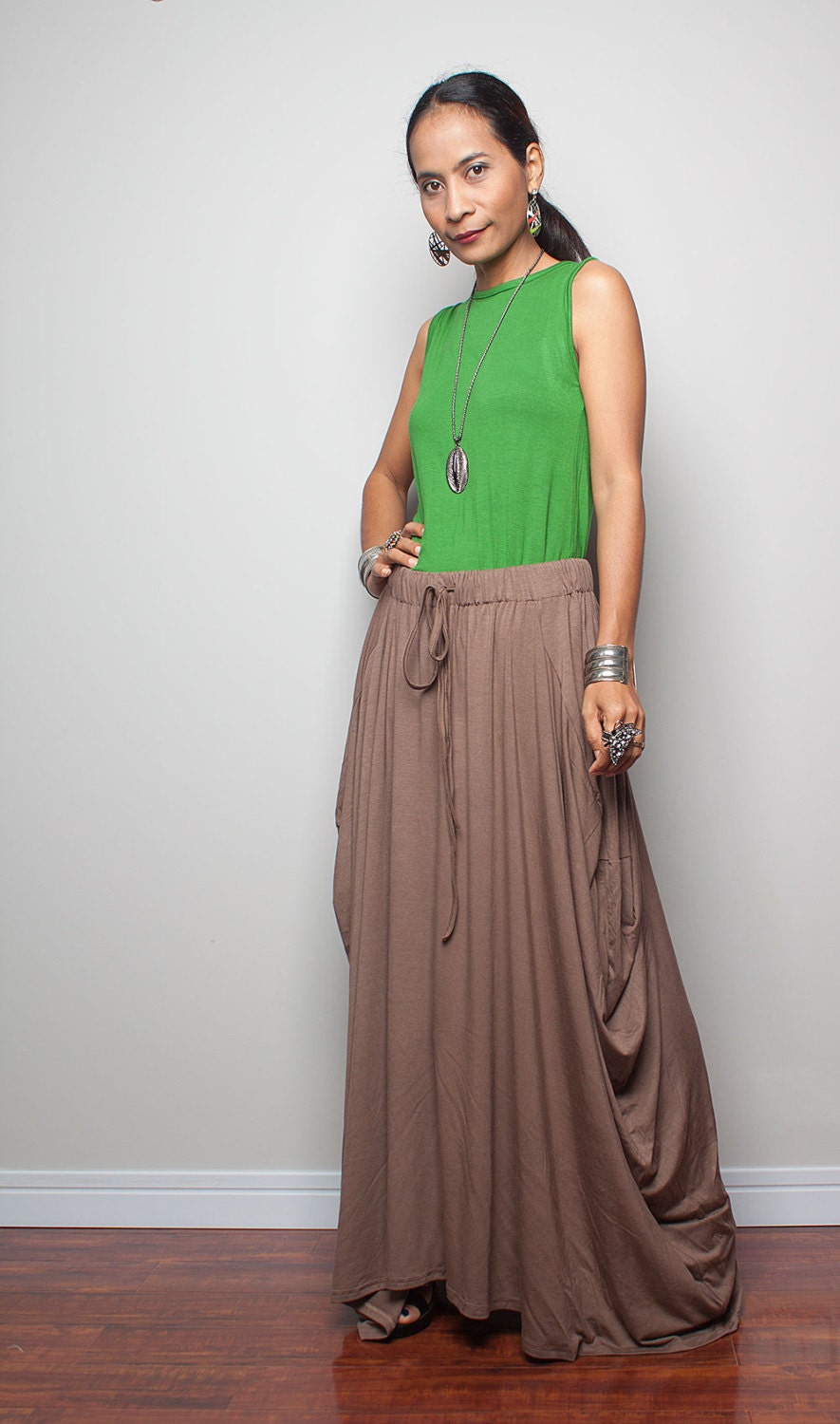Maxi Skirt Long Light Brown Skirt : Urban Chic Collection