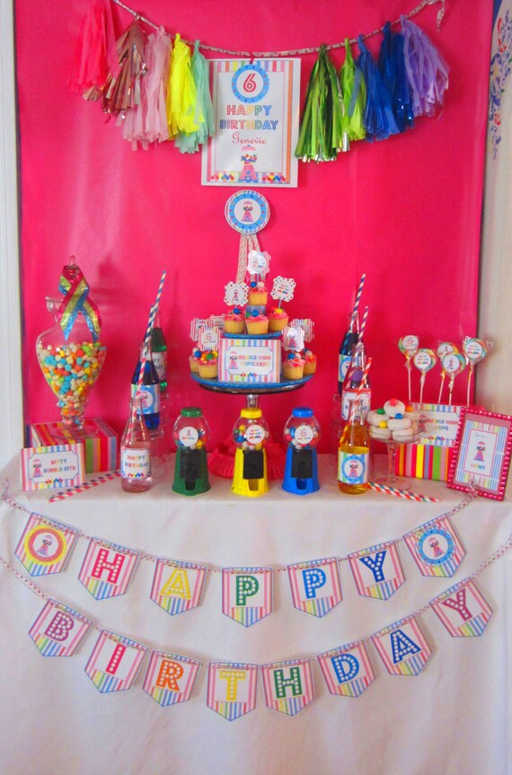 PINK GUMBALL BUBBLE Gum Birthday Party by BellaBellaStudios
