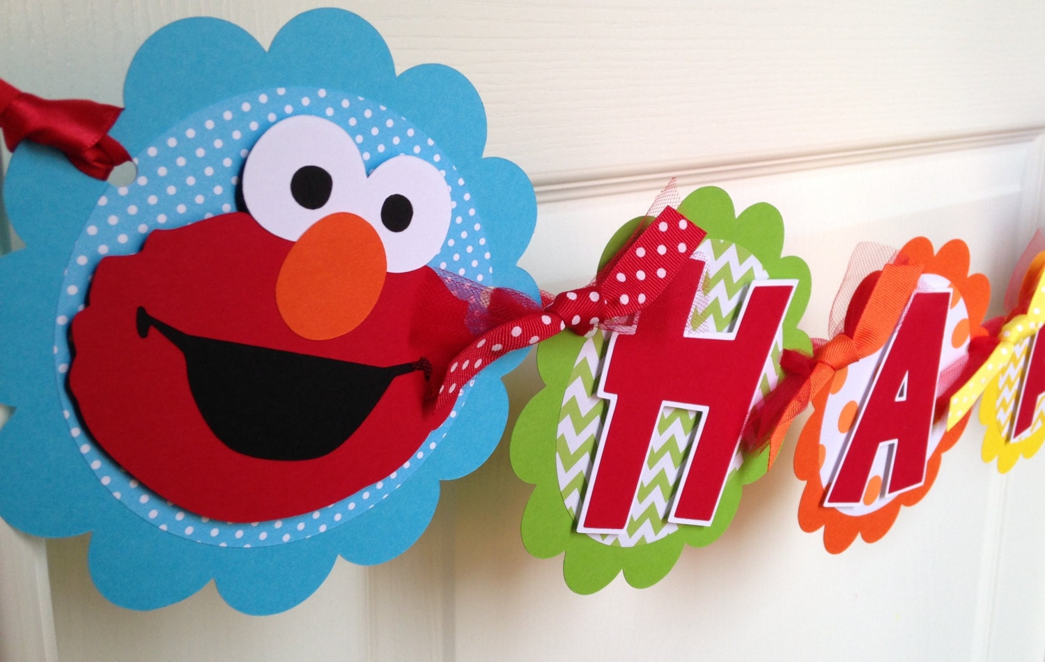 Elmo Birthday Party Banner in Bright Colors by sweetheartpartyshop