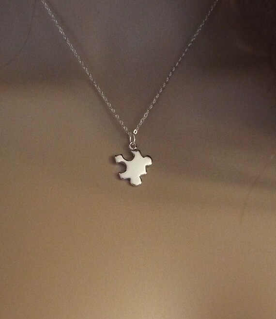 SALE Puzzle Piece Necklace 925 Sterling Silver Puzzle Charm Necklace