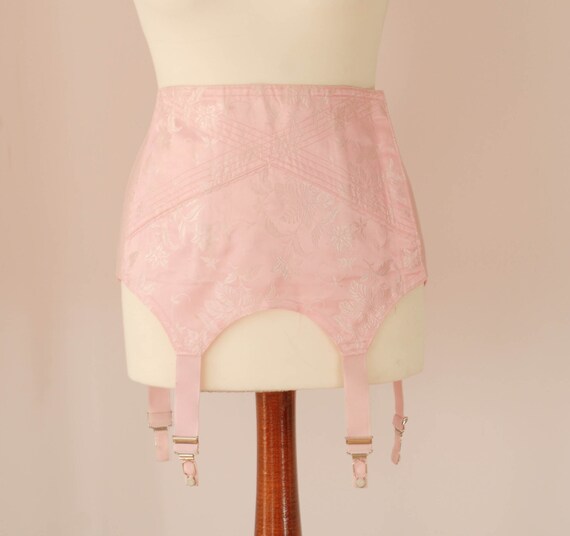 1950s Vintage Candy Pink Floral Satin Girdle By UpsideDownKisses