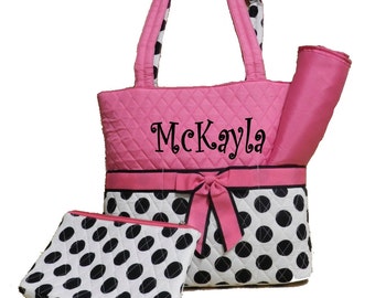 Personalized Baby Girl Diaper Bag Set 3pc set by MauriceMonograms