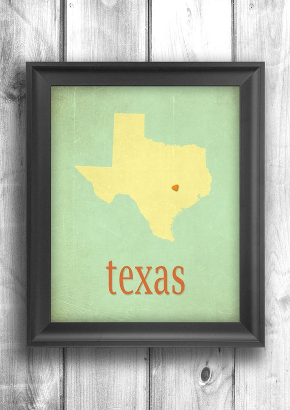 Texas map home decor wall hanging typographic map art