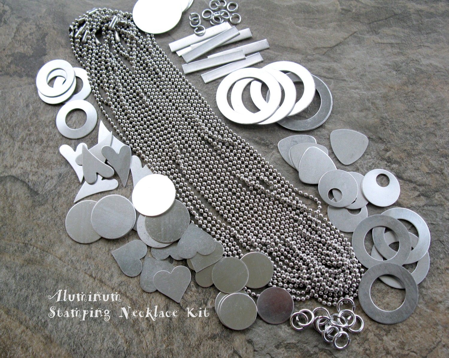 Aluminum STAMPING NECKLACE Kit Metal Stamping Blanks 12