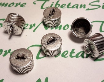 6 pcs per pack 16mm 10mm tall and 14mm Opening Corrugated End Cord Antique Silver Finish Lead Free Pewter